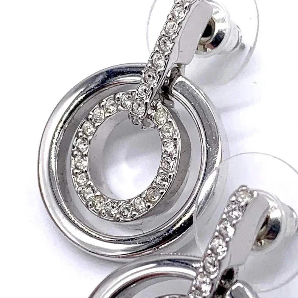 Swarovski Crystal Pave Circles Silver Earrings